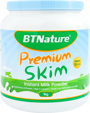 Sữa bột tách béo BTNature Premium Full Skim Instant Milk Powder 1kg 6 hộp/thùng