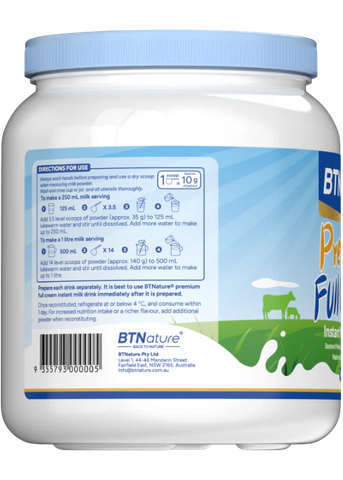Sữa bột tách béo BTNature Premium Full Skim Instant Milk Powder 1kg 6 hộp/thùng