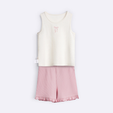 Set Ba Lỗ Bé Gái BéBé Co Giãn Linh Hoạt Thêu Nơ