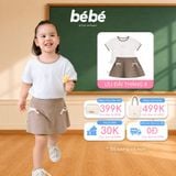 Set Bé gái BéBé Áo thun icon và Chân váy A đính nơ