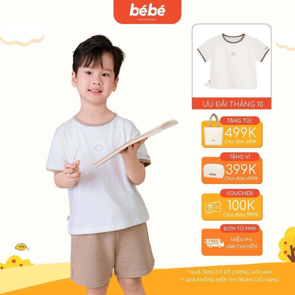 Áo Thun BéBé Logo Icon Bé Trai Cotton Cổ Tròn Mềm Mát