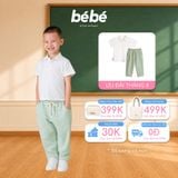 Set Bé trai BéBé Áo Polo viền trắng nâu và Quần dài thể thao