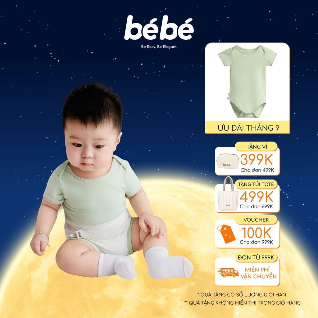 Bodysuit BéBé Tay Ngắn Bé Trai & Bé Gái Cotton Supersoft Siêu Mềm Mát