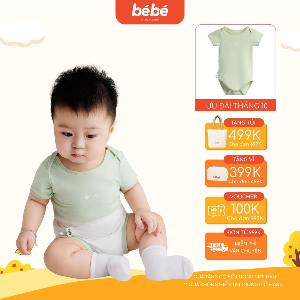 Bodysuit BéBé Tay Ngắn Bé Trai & Bé Gái Cotton Supersoft Siêu Mềm Mát