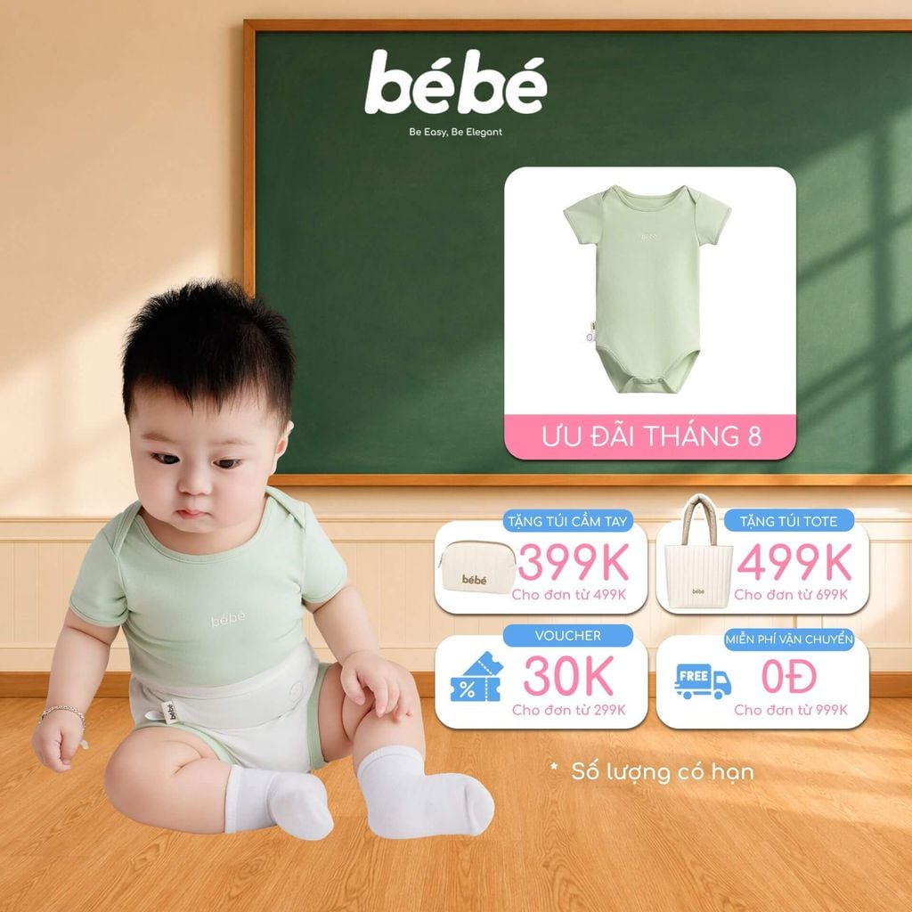 Bodysuit BéBé Tay Ngắn Bé Trai & Bé Gái Cotton Supersoft Siêu Mềm Mát