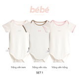 Set 3 bộ Bodysuit BéBé Tay Ngắn Cotton Supersoft Siêu Mềm Mát
