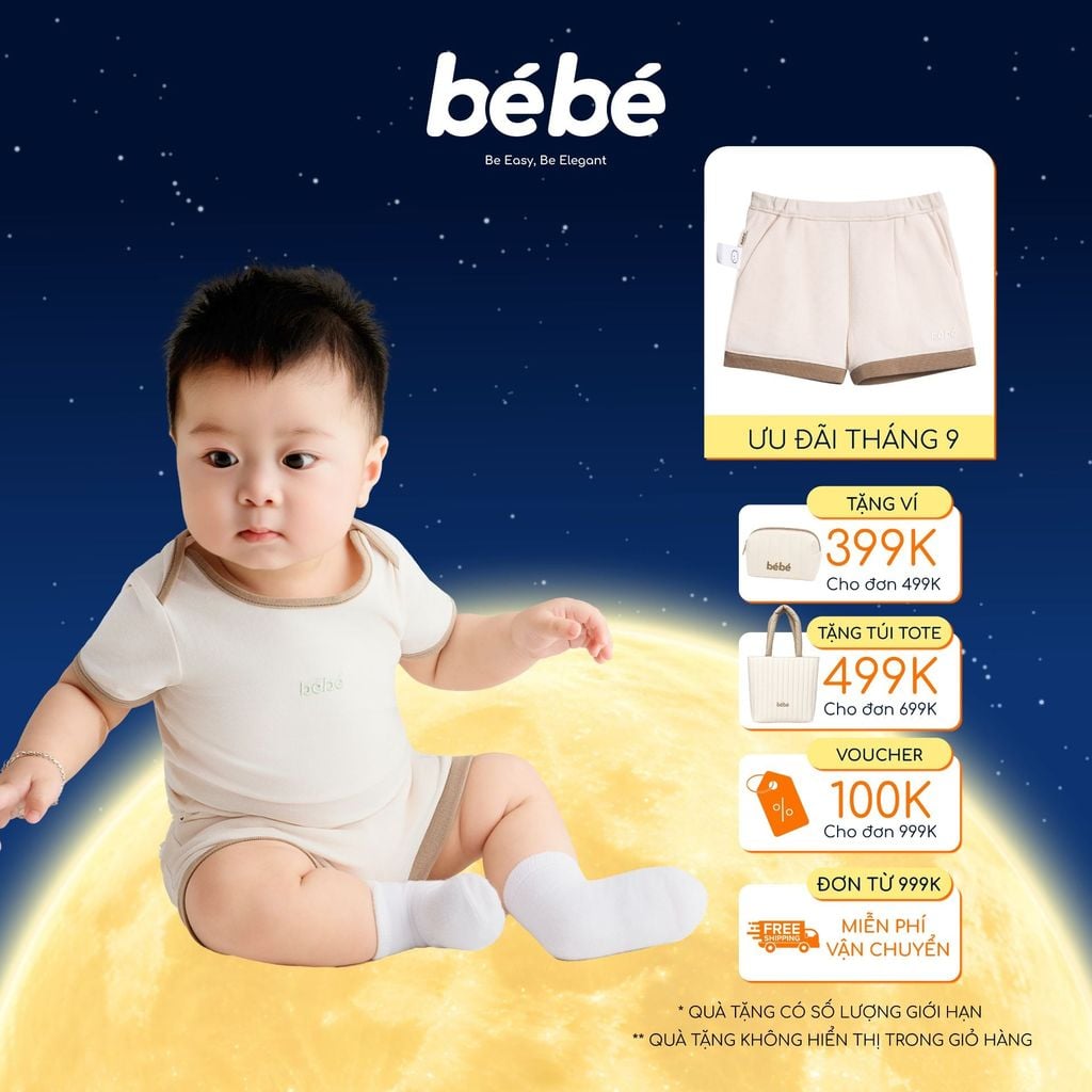 Quần Short BéBé Bé Trai Pima Cotton Cao Cấp Mềm Mịn Thoáng Mát Logo
