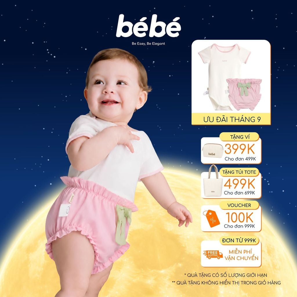 Set Bé gái BéBé Bodysuit và Quần phồng