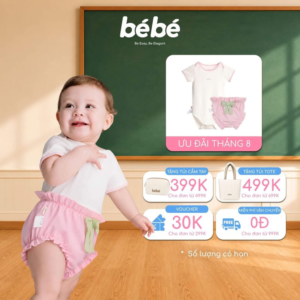 Set Bé gái BéBé Bodysuit và Quần phồng