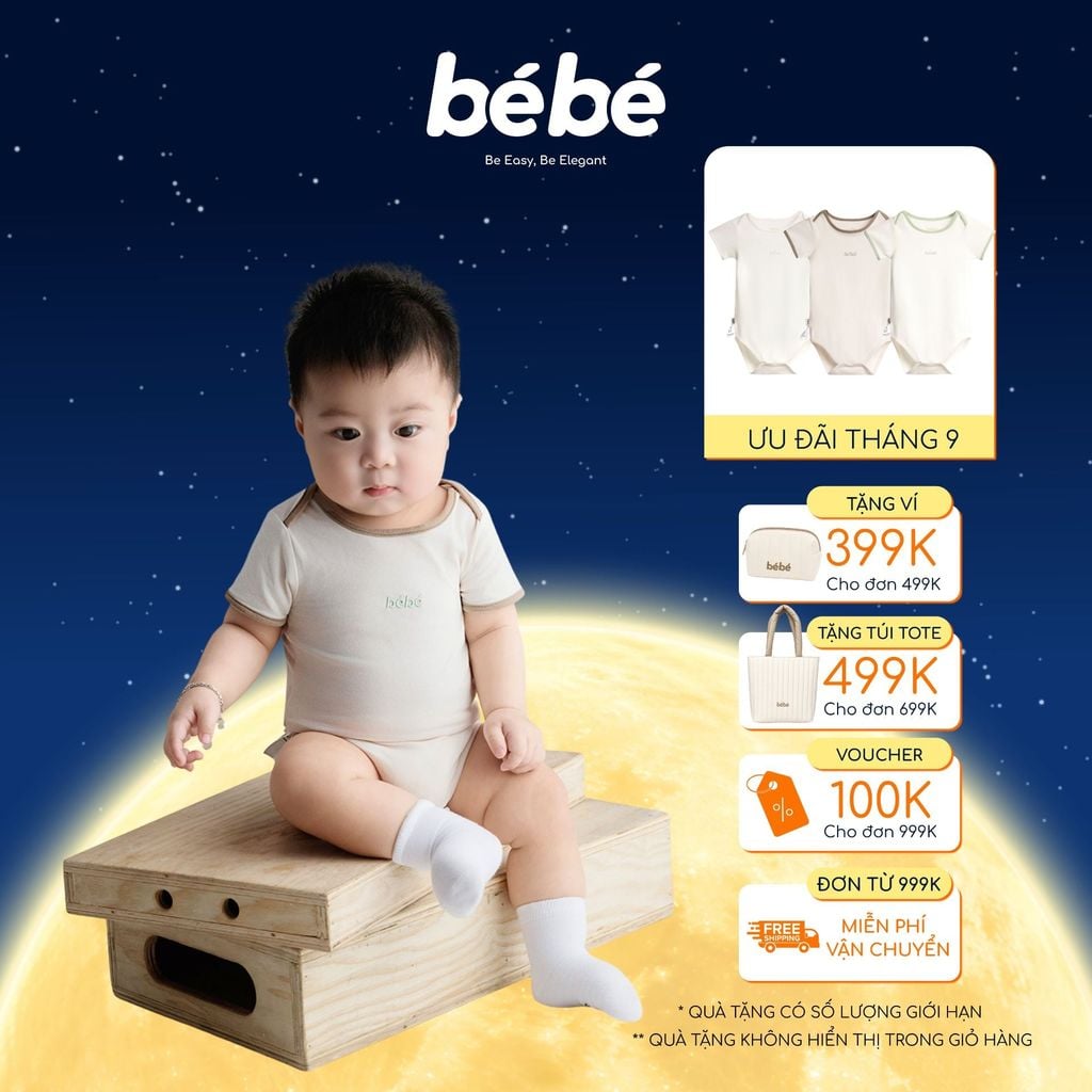 Set 3 bộ Bodysuit BéBé Tay Ngắn Cotton Supersoft Siêu Mềm Mát