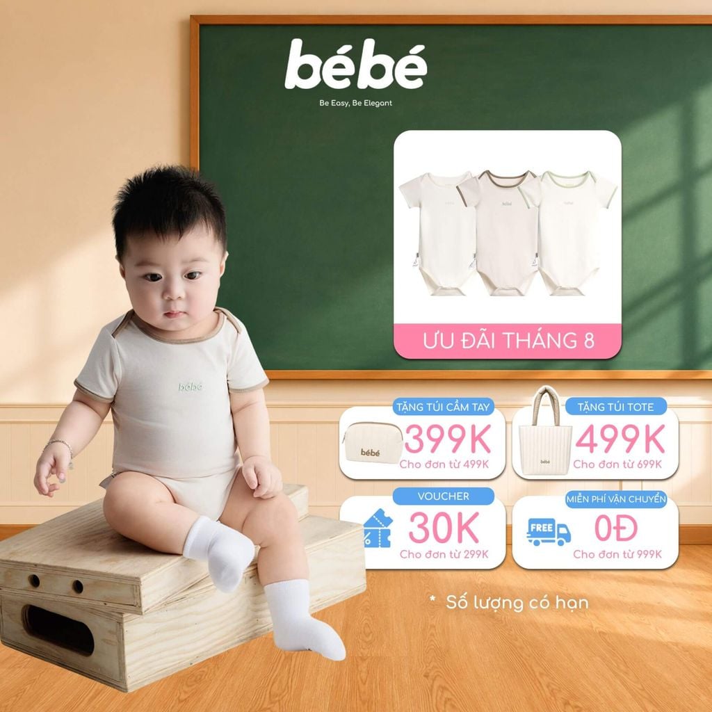 Set 3 bộ Bodysuit BéBé Tay Ngắn Cotton Supersoft Siêu Mềm Mát