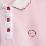 Set Váy hồng BéBé Áo Polo viền sò và Chân váy A đính nơ bé gái