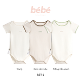 Set 3 bộ Bodysuit BéBé Tay Ngắn Cotton Supersoft Siêu Mềm Mát