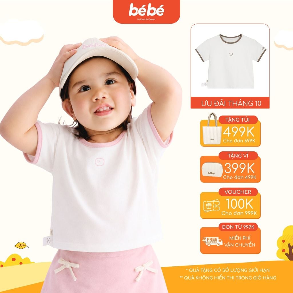 Áo Thun BéBé Logo Icon Bé Gái Cotton Cổ Tròn Mềm Mịn