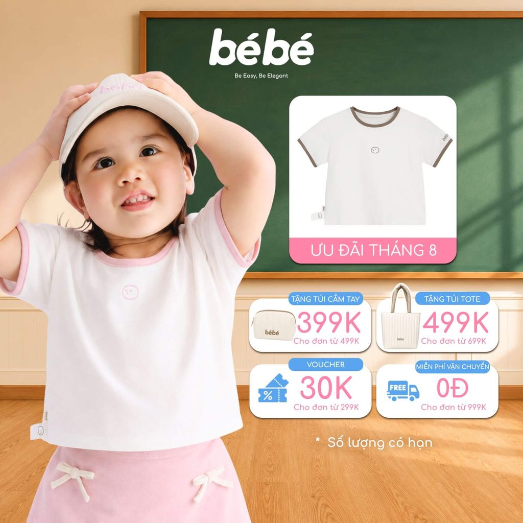 Áo Thun BéBé Logo Icon Bé Gái Cotton Cổ Tròn Mềm Mịn