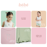Set Ba Lỗ Bé Gái BéBé Co Giãn Linh Hoạt Thêu Nơ