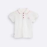 Set Váy hồng BéBé Áo Polo viền sò và Chân váy A đính nơ bé gái