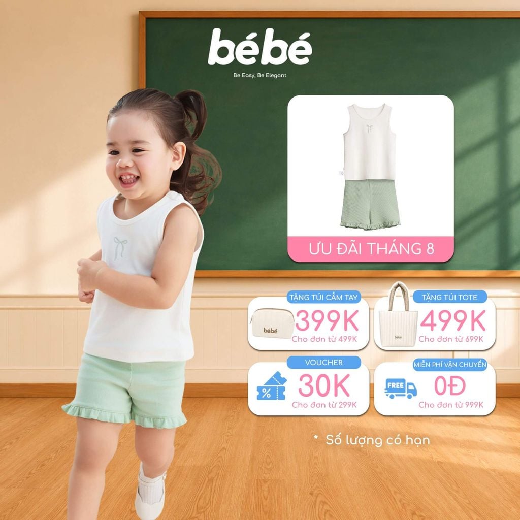 Set Ba Lỗ Bé Gái BéBé Co Giãn Linh Hoạt Thêu Nơ