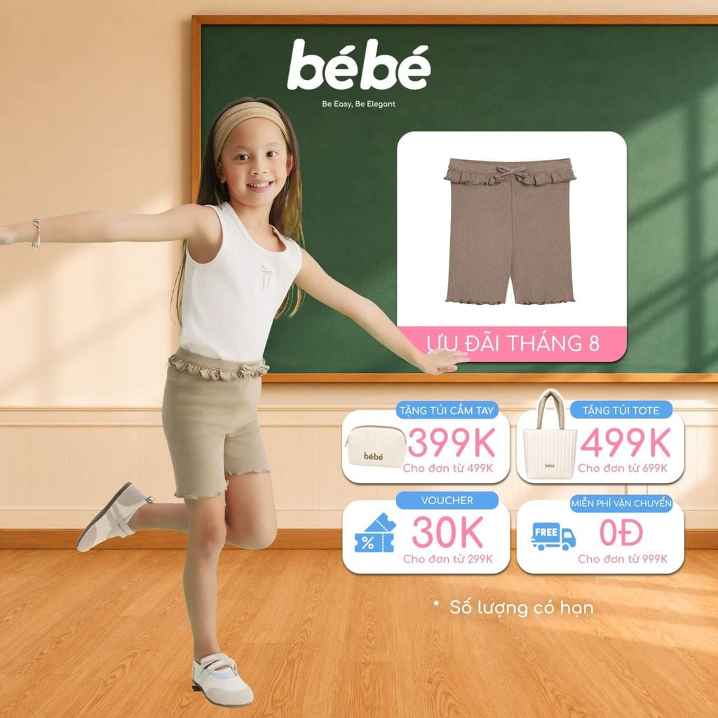 Quần Biker BéBé Đính Nơ Bé Gái Co Giãn Thoải Mái