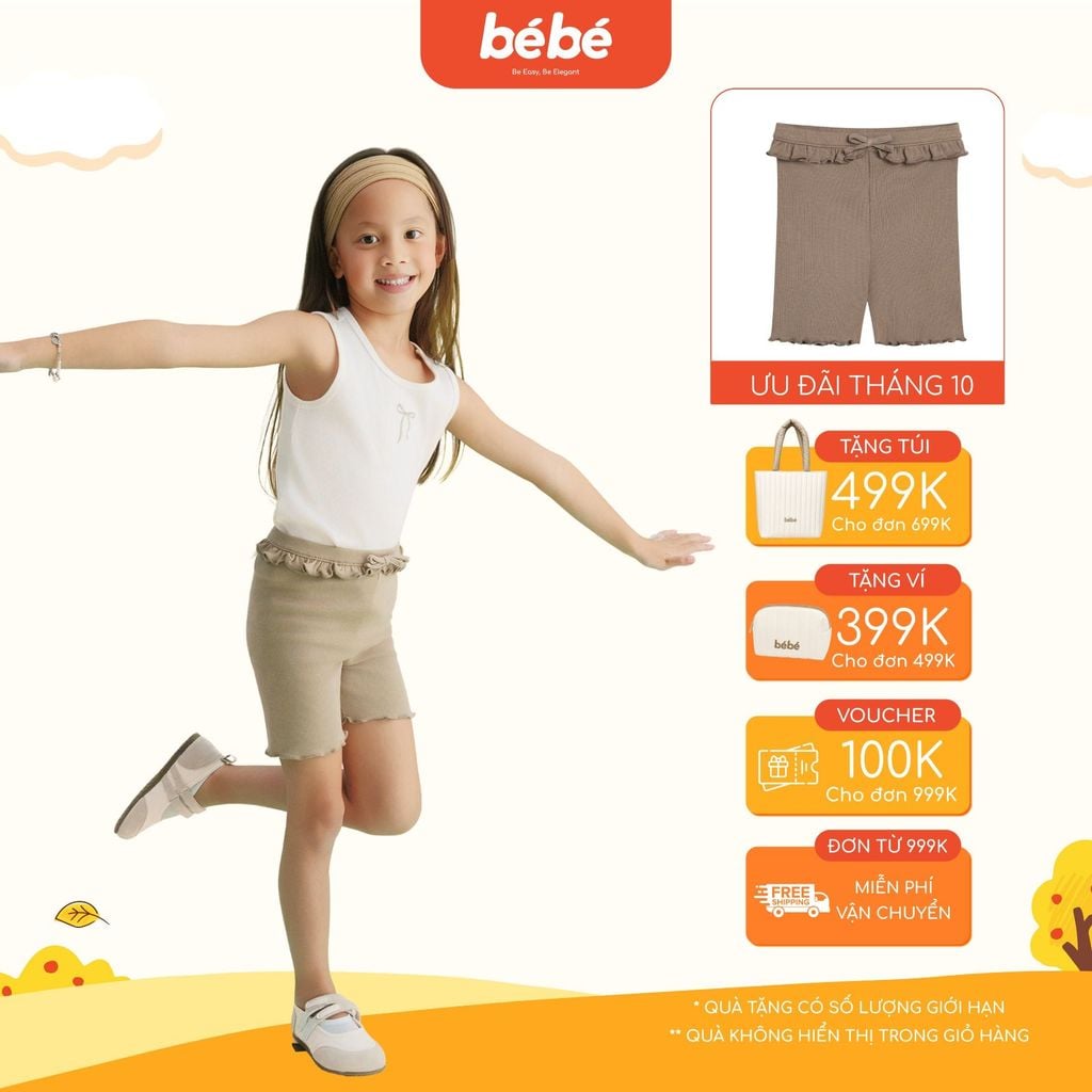 Quần Biker BéBé Đính Nơ Bé Gái Co Giãn Thoải Mái