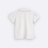 Set Váy hồng BéBé Áo Polo viền sò và Chân váy A đính nơ bé gái