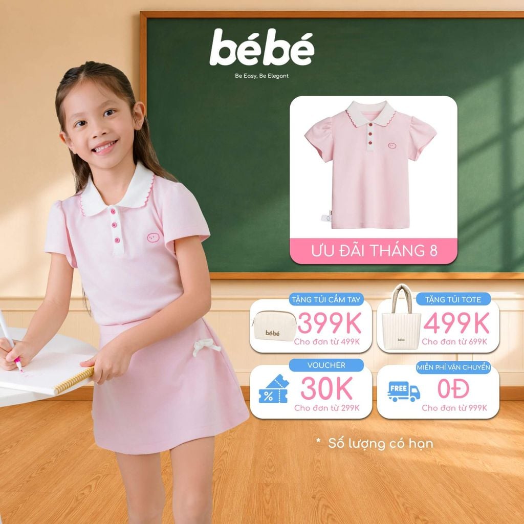 Áo Polo BéBé Cổ Viền Sò Bé Gái Thanh Lịch Dễ Thương