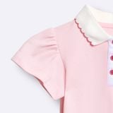 Set Váy hồng BéBé Áo Polo viền sò và Chân váy A đính nơ bé gái