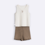 Set Ba Lỗ Bé Gái BéBé Co Giãn Linh Hoạt Thêu Nơ
