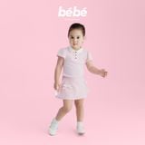 Set Váy hồng BéBé Áo Polo viền sò và Chân váy A đính nơ bé gái