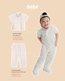 Set Bé trai BéBé Áo Polo viền trắng nâu và Quần dài thể thao