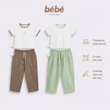 Set bé trai BéBé Áo thun cổ tròn logo icon và Quần dài phong cách thể thao