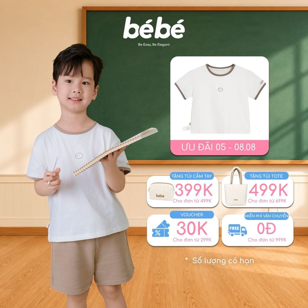 Áo Thun BéBé Logo Icon Bé Trai Cotton Cổ Tròn Mềm Mát
