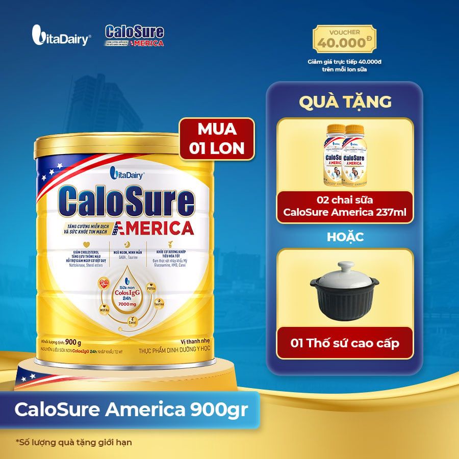  Sữa bột CaloSure America vị thanh nhẹ 900g 
