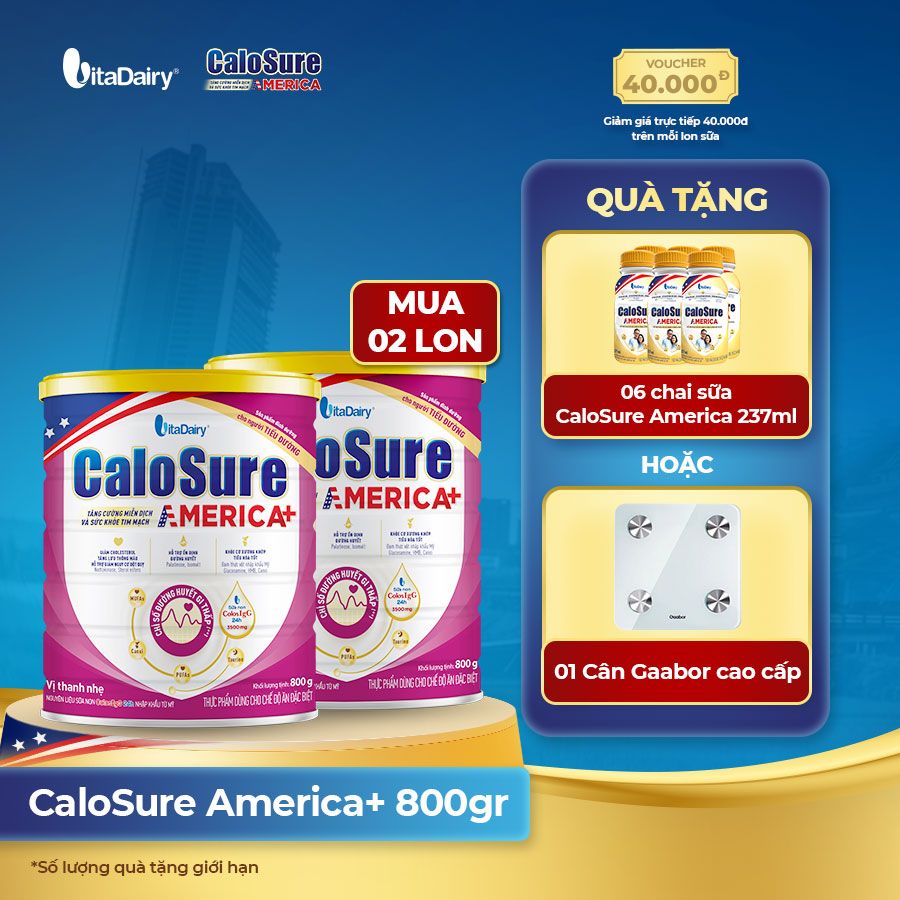  Combo 02 Thực phẩm dùng cho chế độ ăn đặc biệt CaloSure America+ 800g (Tiểu đường) 