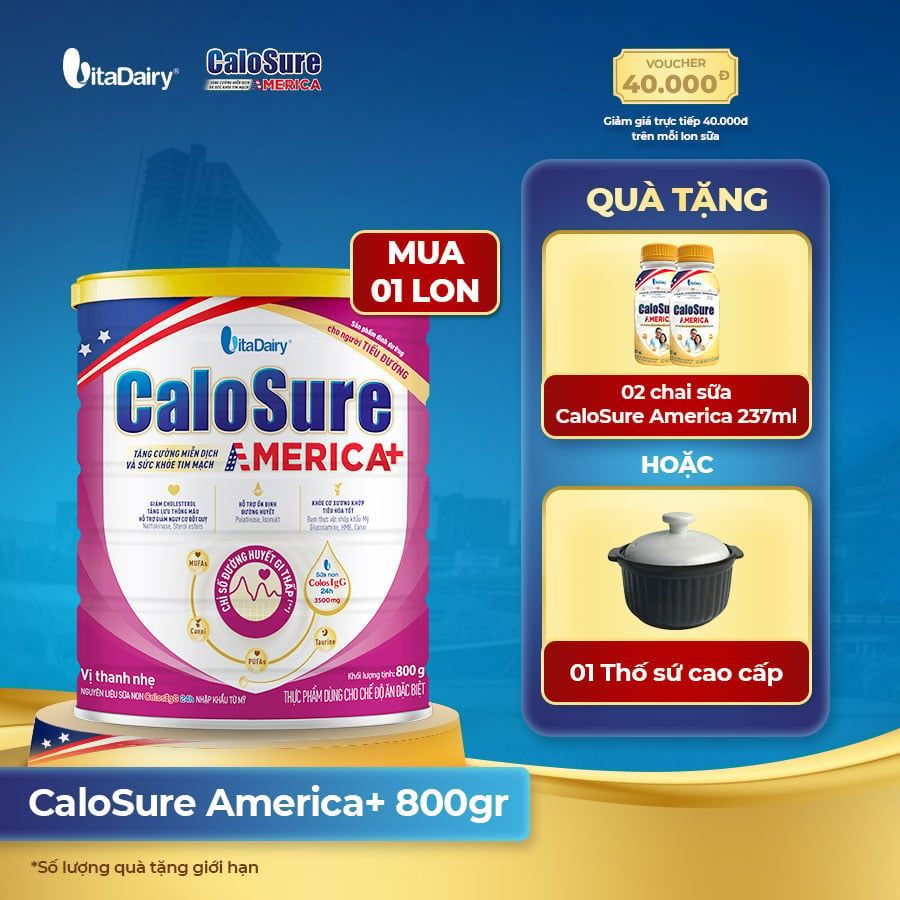  Thực phẩm dùng cho chế độ ăn đặc biệt CaloSure America+ 800g (Tiểu đường) 