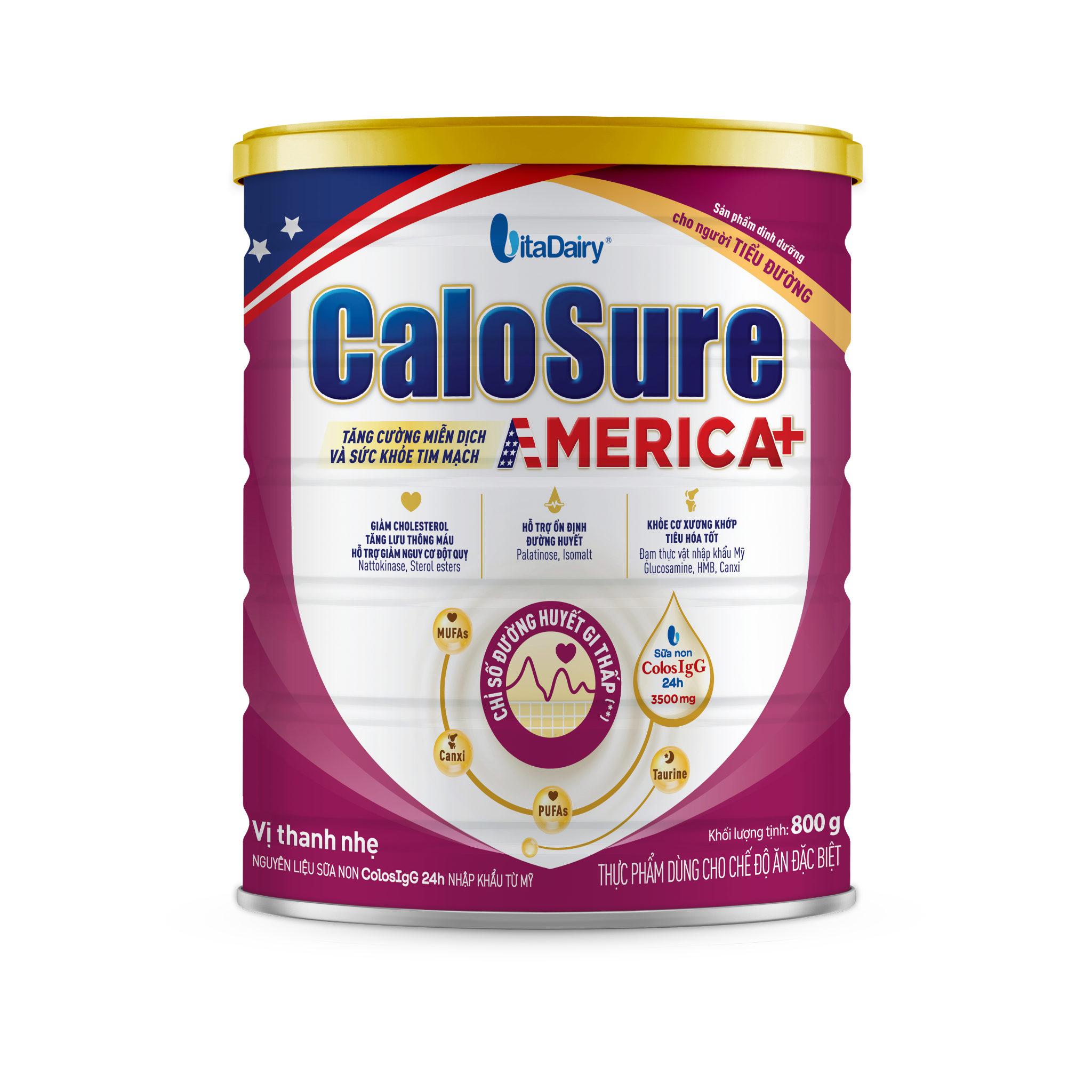  Thực phẩm dùng cho chế độ ăn đặc biệt CaloSure America+ 800g (Tiểu đường) 