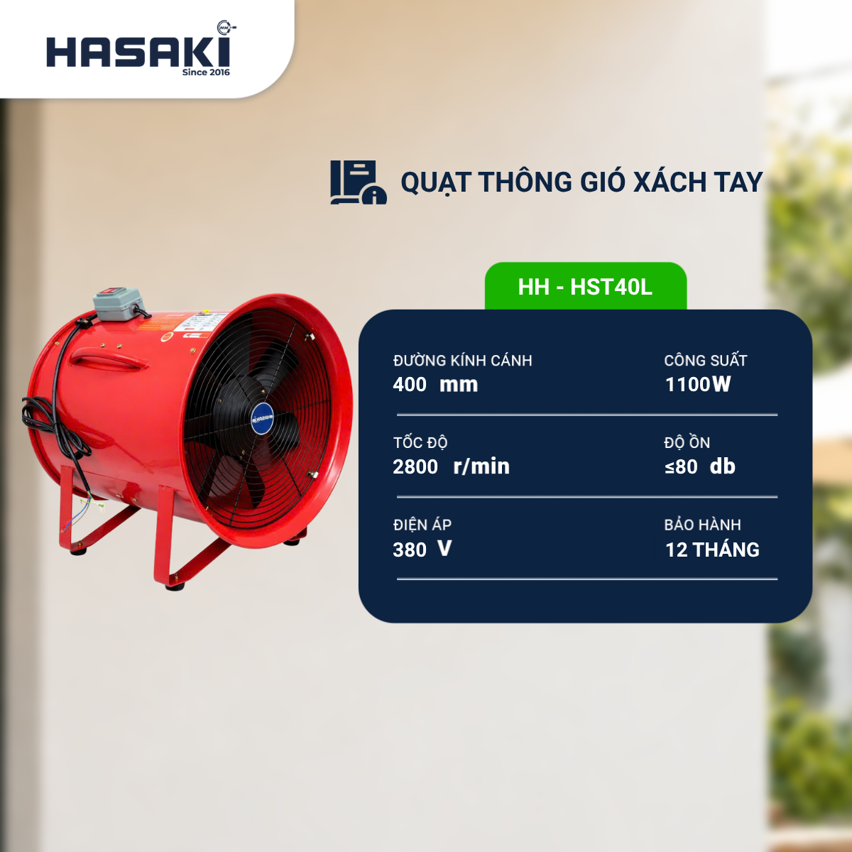  Quạt Hút Xách Tay HH-HST40L 