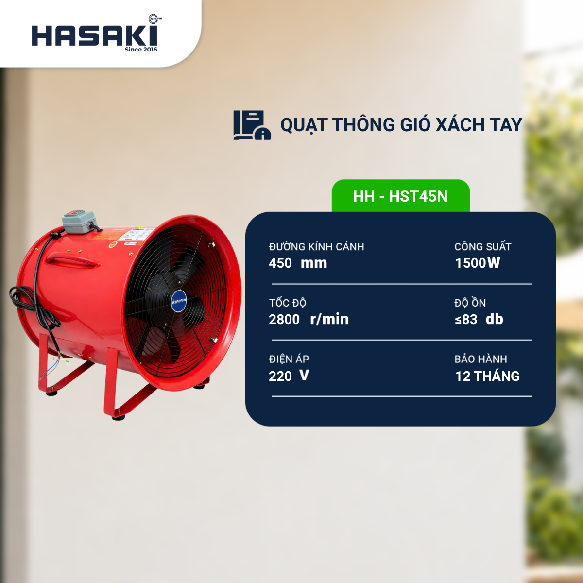  Quạt Hút Xách Tay HH-HST45N 