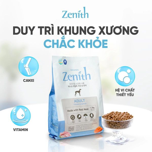 Thức Ăn Hạt Mềm Cho Chó Trưởng Thành - ZENITH ORIGINAL - Vị Gà & Cá Hồi - 1.2kg