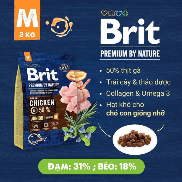 Brit Premium by Nature Junior M – Hạt cho chó con cỡ trung (3kg