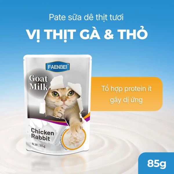Faenbei Pate Mèo Sữa Dê Thịt Tươi 85g