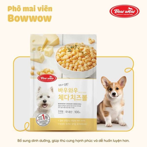 BOWWOW Cheddar Cheese Ball - Phô Mai Viên Cho Chó 100g