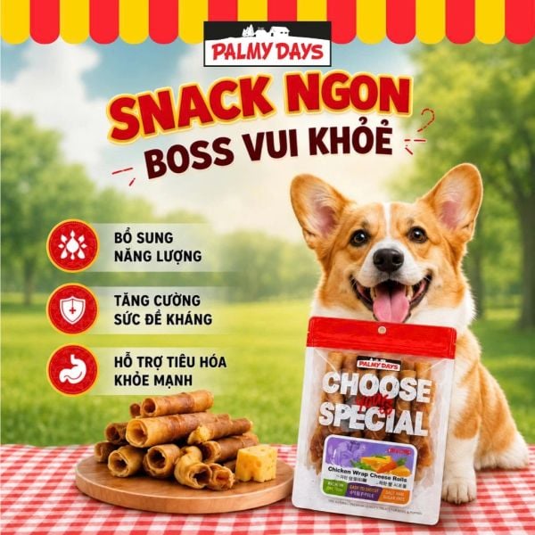 PalmyDays Que Phô Mai Cuộn Gà Dành Cho Chó 110g