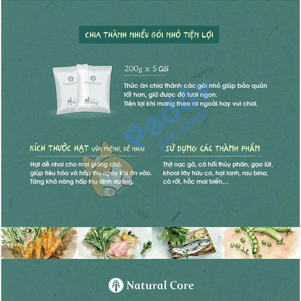 Natural Core S2 Hạt Hữu Cơ Cho Chó-Vị Thịt Gà&Cá Rút Xương 1kg/6kg