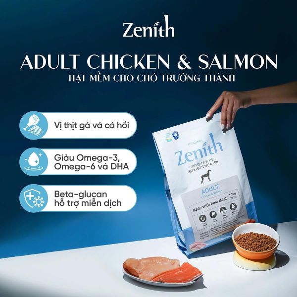 Thức Ăn Hạt Mềm Cho Chó Trưởng Thành - ZENITH ORIGINAL - Vị Gà & Cá Hồi - 1.2kg