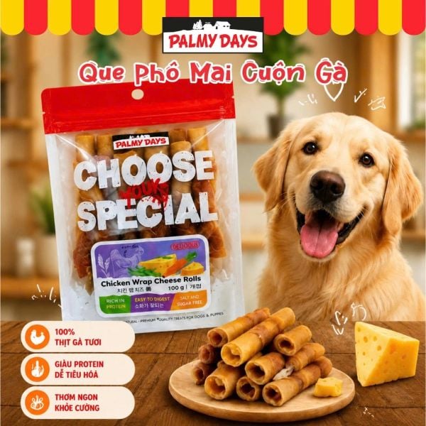 PalmyDays Que Phô Mai Cuộn Gà Dành Cho Chó 110g