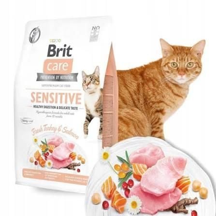 Brit Care Cat Sensitive Digestion & Delicate Taste – Hạt khô cho mèo hỗ trợ tiêu hóa khỏe & vị ngon dễ ăn 400g/2kg/7kg