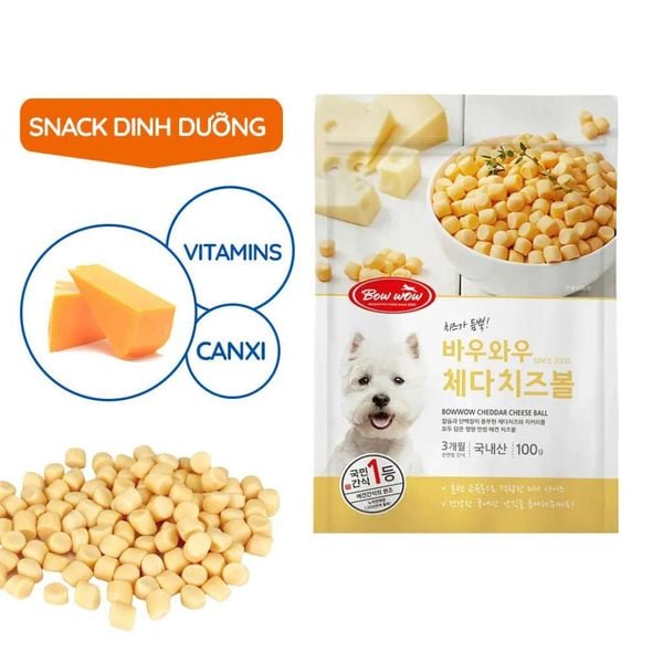 BOWWOW Cheddar Cheese Ball - Phô Mai Viên Cho Chó 100g
