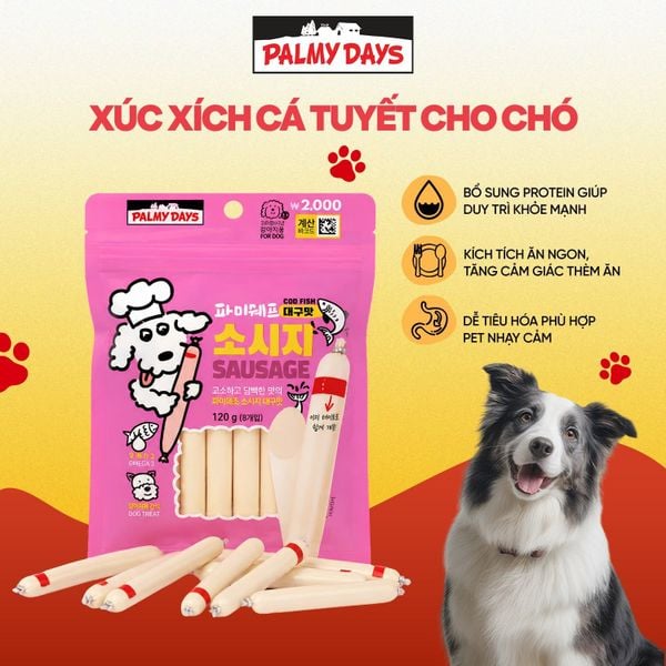 PalmyDays Xúc Xích Cho Chó Vị Cá Tuyết/ Thịt Gà 120g
