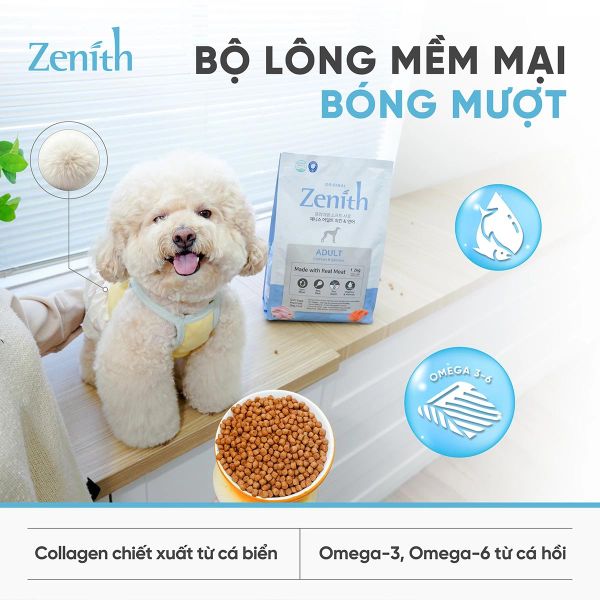 Thức Ăn Hạt Mềm Cho Chó Trưởng Thành - ZENITH ORIGINAL - Vị Gà & Cá Hồi - 1.2kg